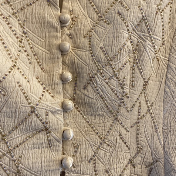 Joseph Ribkoff Womens 8 Trends Beaded Tan Blazer Jacket Old Money Derby Regal - Picture 3 of 14